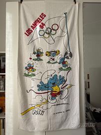 Vintage Smurfs Los Angeles 1984 Olympic Towel Peyo