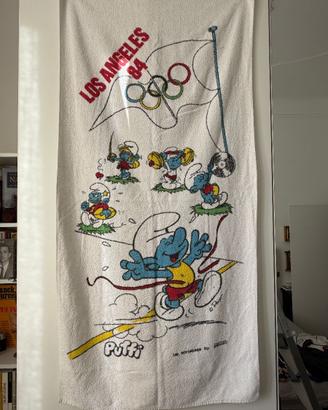 Vintage Smurfs Los Angeles 1984 Olympic Towel Peyo