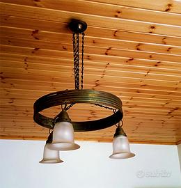 Lampadario stile rustico vintage anni '70