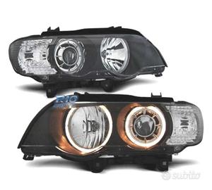 FARI XENON BMW X5 E53 99-03 ANGEL EYES FONDO NERO