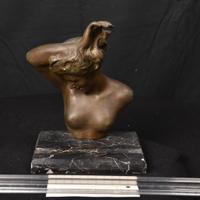 Busto donna Liberty bronzo su marmo - Fermacarte