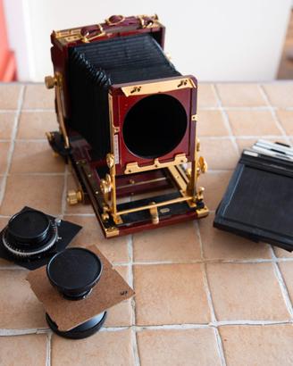 Tachihara 4x5 banco ottico + 2 obiettivi + 4 chass