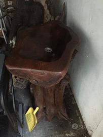 Lavabo e Specchio in Legno Naturale