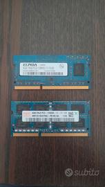 2 banchi RAM 2x4GB DDR3 SODIMM per notebook