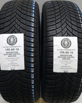 2 GOMME 195 60 16 BRIDGESTONE A63182