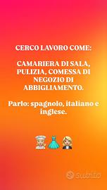 Lavoro come cameriera, pulizia, commessa