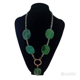 collana verde grandi pietre dure verdi  ciondolo
