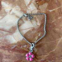 Bracciale bambina acciaio /fiore rosa -regolabile