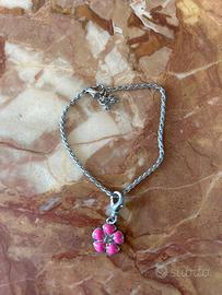 Bracciale bambina acciaio /fiore rosa -regolabile