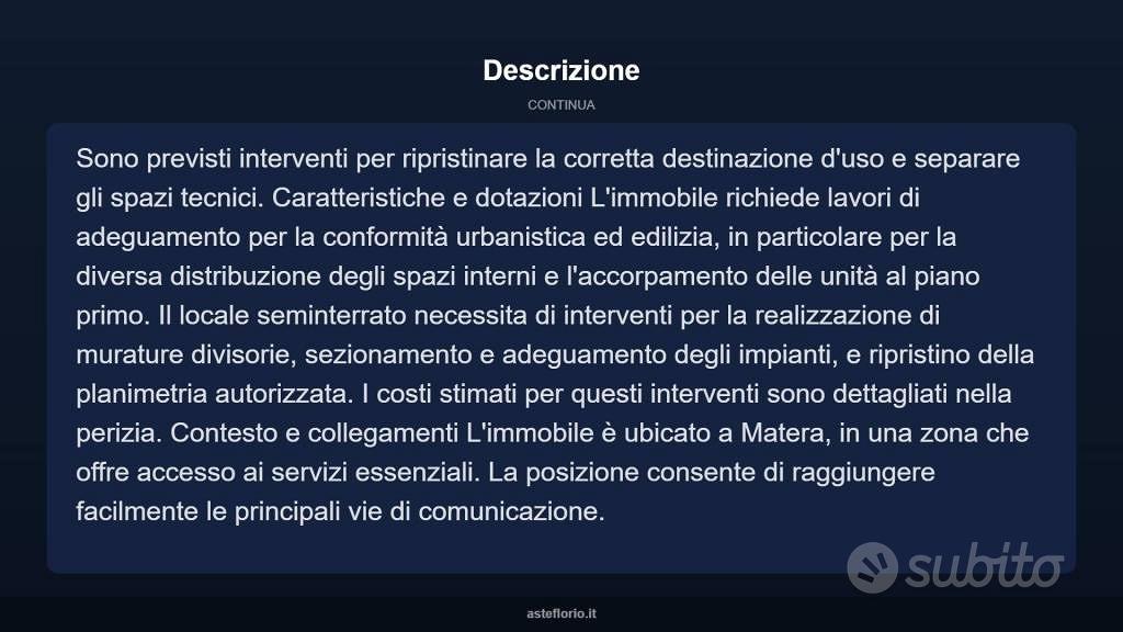 Appartamento – Matera, Agna - Altro