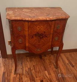 Mobiletto comò in Bois De Rose con marmo