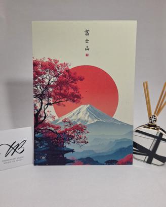Poster Fuji Sole Rosso Sakura Giappone Ukiyo-e A3