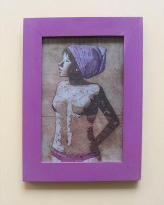 Quadro Nudo con foulard rosa di Xavier Bueno