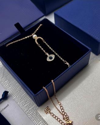 Collana Occhio Grego, Perla e Goccia di Cristallo