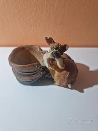 Statuetta cane stivale portaoggetti