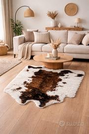 Tappeto effetto pelle mucca beige 100x90 cm