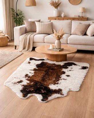 Tappeto effetto pelle mucca beige 100x90 cm
