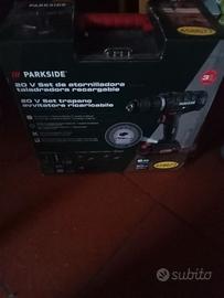 Trapano avvitatore con batteria e tre set di punte