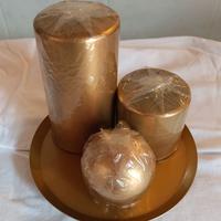 Nuovo Set di 3 Candele con Vassoio Rotondo