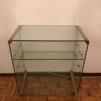 porta tv cristallo e ottone con rotelle