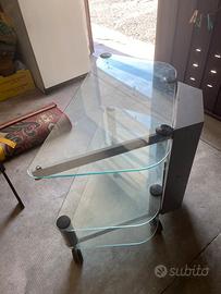 Mobiletto / Comodino in Vetro temperato con Ruote