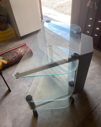 Mobiletto / Comodino in Vetro temperato con Ruote