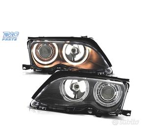 FARI BMW E46 01-05 ANGEL EYES SFONDO NERO ELETTRO