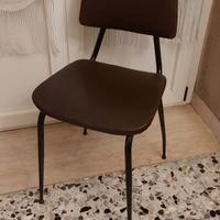 5 sedie vintage '70 - metallo e similpelle marrone