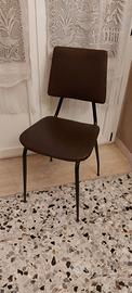 5 sedie vintage '70 - metallo e similpelle marrone
