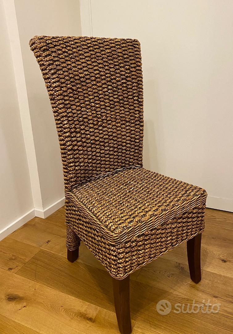 Sedia etnica in banano intrecciato e legno Arredamento e