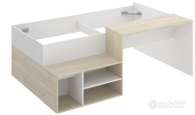 Letto 90x190 cm con scrivania e vani