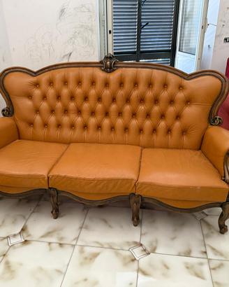 SALOTTO IN PELLE STILE BAROCCHETTO