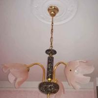 Lampadario Stilizzato in Marmo e Vetro 