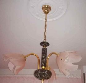 Lampadario Stilizzato in Marmo e Vetro 