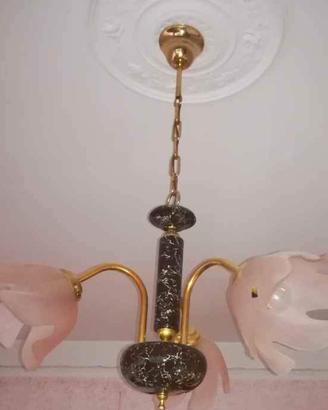 Lampadario Stilizzato in Marmo e Vetro 