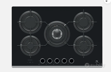 PIANO COTTURA 5 FUOCHI IN VETRO NERO