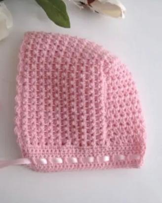 Cuffietta Cappellino Neonata Uncinetto Handmade
