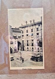 Stampa d'epoca Mantova - Piazza Broletto (Dante)