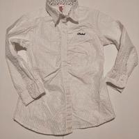 camicia bimba in cotone bianco con righe argentate