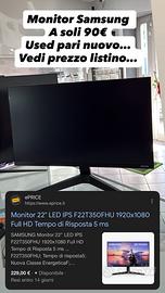 Monitor samsung 22” pari nuovo