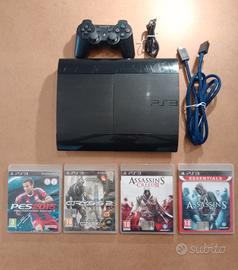 PS3 slim 500 GB + 1 controller+ 4 giochi  