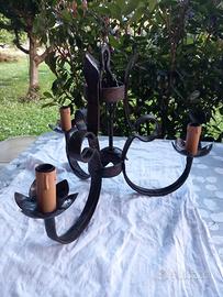 lampadario ferro battuto  vintage 