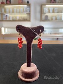 Orecchini a grappolo in Corallo Naturale e Argento