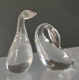 Set 2 figure cristallo vetro Steuben Goose Gander