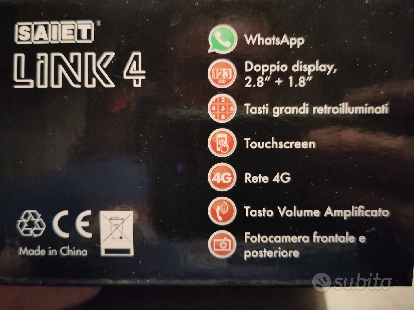 SAIET Link 4 Cellulare Smart Senior Per Anziani 4G Tasti Grandi E