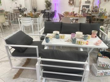 Set esterno pranzo bianco ferro