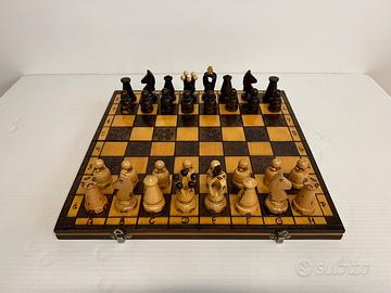 Scacchiera vintage legno richiudibile e portatile