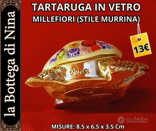 Tartaruga decorativa in vetro millefiori