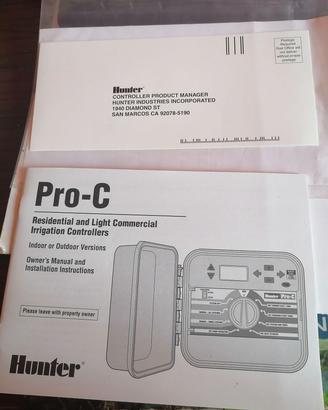 Istruzioni centralina irrigazione Hunter Pro-C