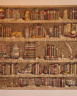 Quadro decorativo beige libreria vintage